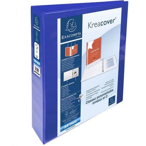 EXACOMPTA Raccoglitore a 4 Anelli A4 Display Kreacover Dorso 40 mm. Col. Blu 51843BE