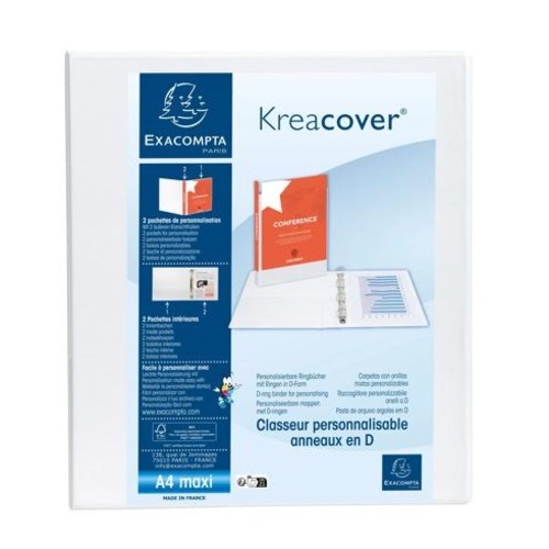 EXACOMPTA Raccoglitore a 4 Anelli A4 Display Kreacover Dorso 40 mm. Col. Bianco 51843E