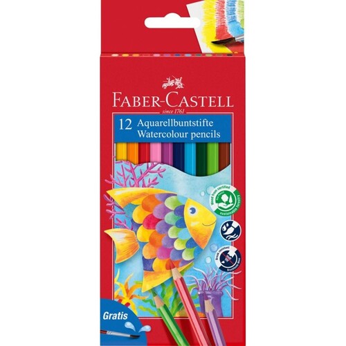 FABER-CASTELL Pastelli Acquerellabili con Pennello 12 Colori