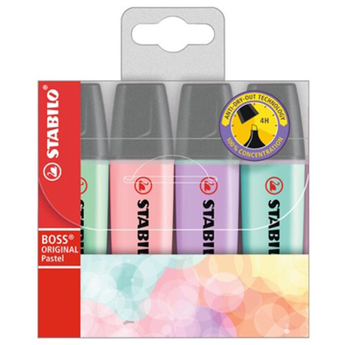 STABILO Evidenziatori Boss Original Pastel 4 Col. Assortiti